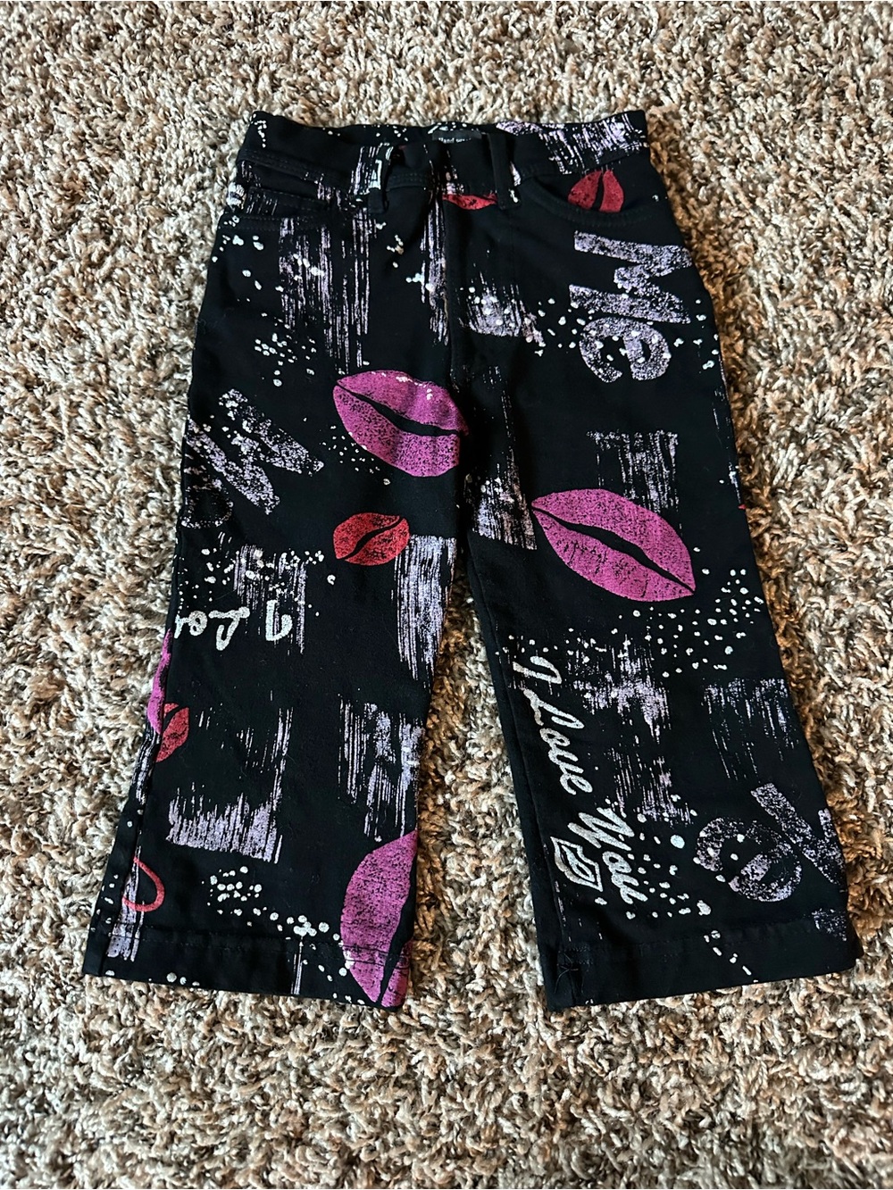 Flowers by Zoe Black Floral Print Pants for Girls